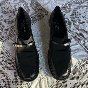 Black Leather Mary Jane Loafers